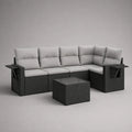 Set da giardino angolare 6 pezzi in polyrattan PE antracite con cuscini grigio chiaro, divano 250 x 190 x 82 cm e tavolino 70 x 70 x 40 cm