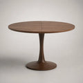 Tavolo da pranzo rotondo allungabile in legno con piedistallo centrale, marrone noce, 120-160 × 120 × 75 cm