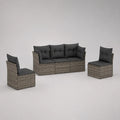 Set da giardino per esterno a 5 posti in polyrattan grigio con divano 184 x 70 x 76 cm, 2 poltrone 63 x 70 x 76 cm e cuscini antracite