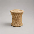 Sgabello rotondo in rattan naturale intrecciato beige, Ø 40 x 45 cm