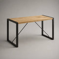 Tavolo rettangolare in legno e acciaio nero, 120 × 60 × 75 cm, effetto rovere naturale