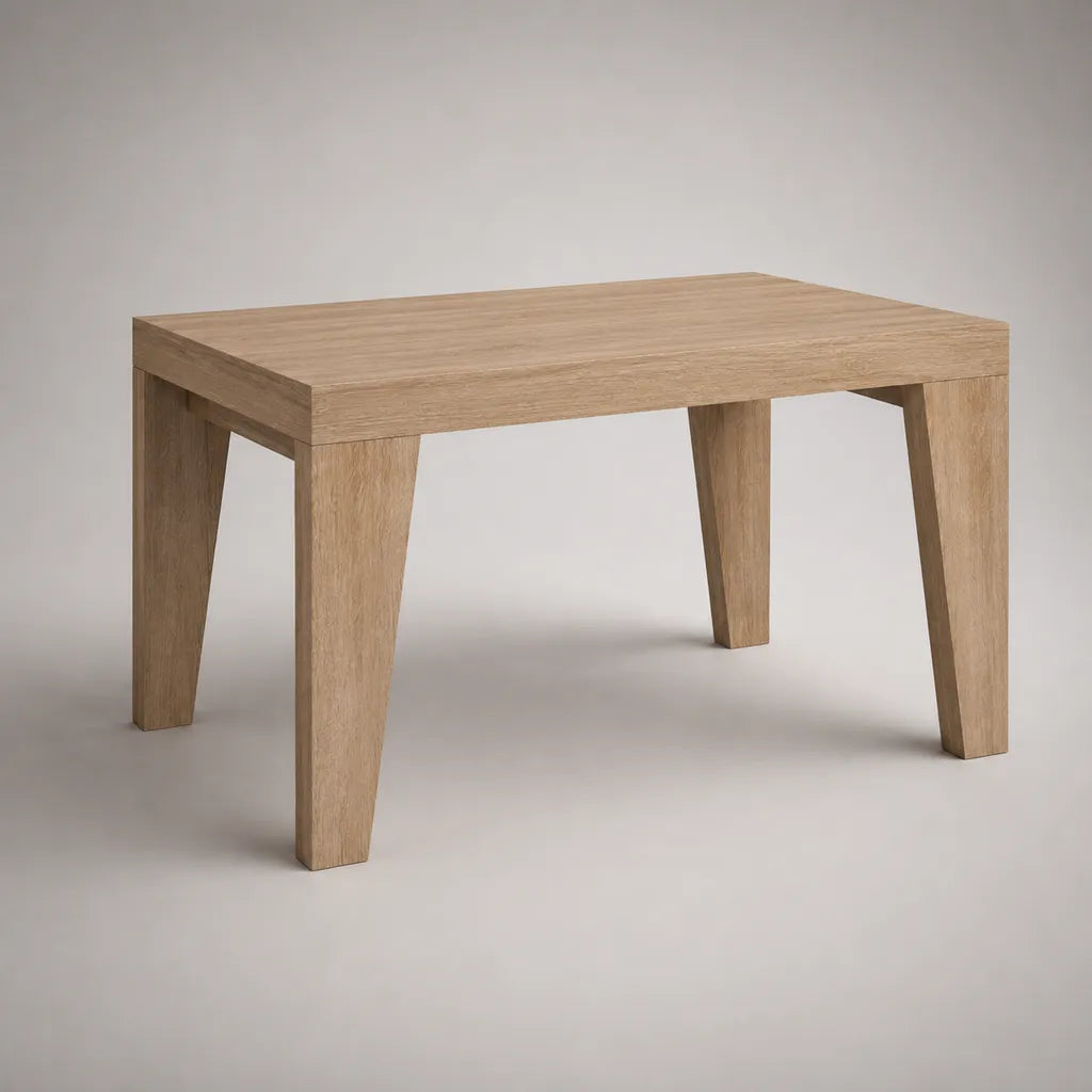 Tavolo da pranzo rettangolare in MDF impiallacciato, rovere naturale, 120 x 80 x 75 cm