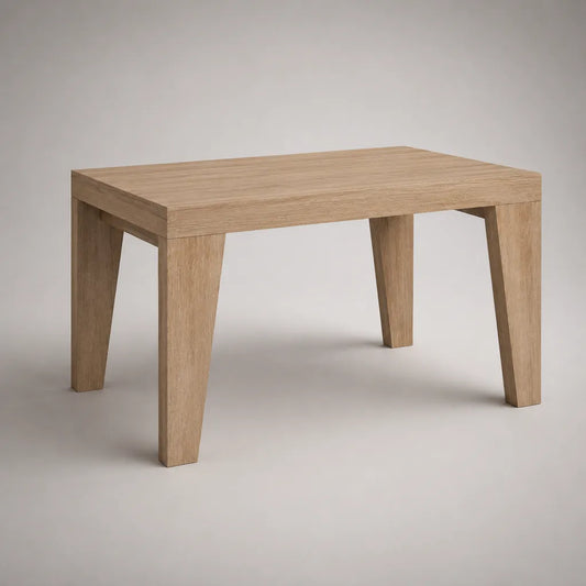 Tavolo da pranzo rettangolare in MDF impiallacciato, rovere naturale, 120 x 80 x 75 cm