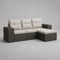 Divano angolare componibile da esterno a 3 posti, set di 5 pezzi in rattan PE grigio antracite con cuscini beige, 227 x 145 x 84 cm