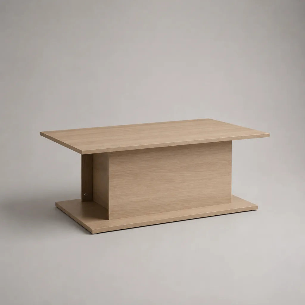 Tavolino da caffè rettangolare in MDF effetto rovere naturale, 100 × 55 × 45 cm
